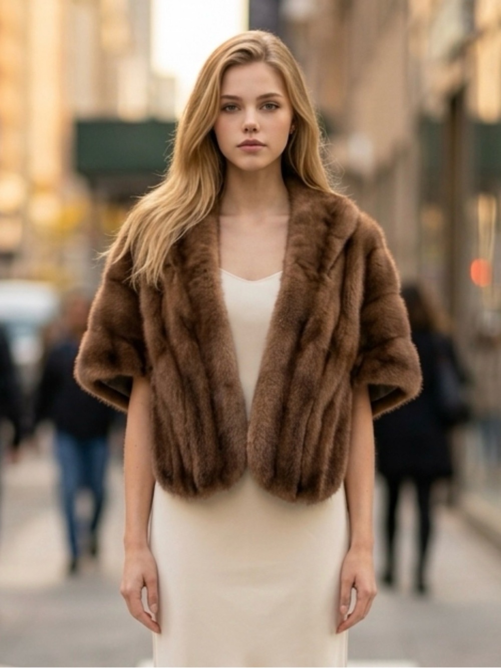 Vintage Luxury Brown Mink Fur Cape - Women’s Short Faux Fur Jacket